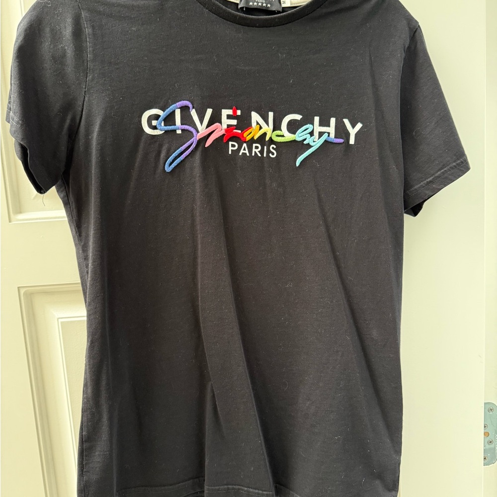 Givenchy Black Tee with Colorful Logo